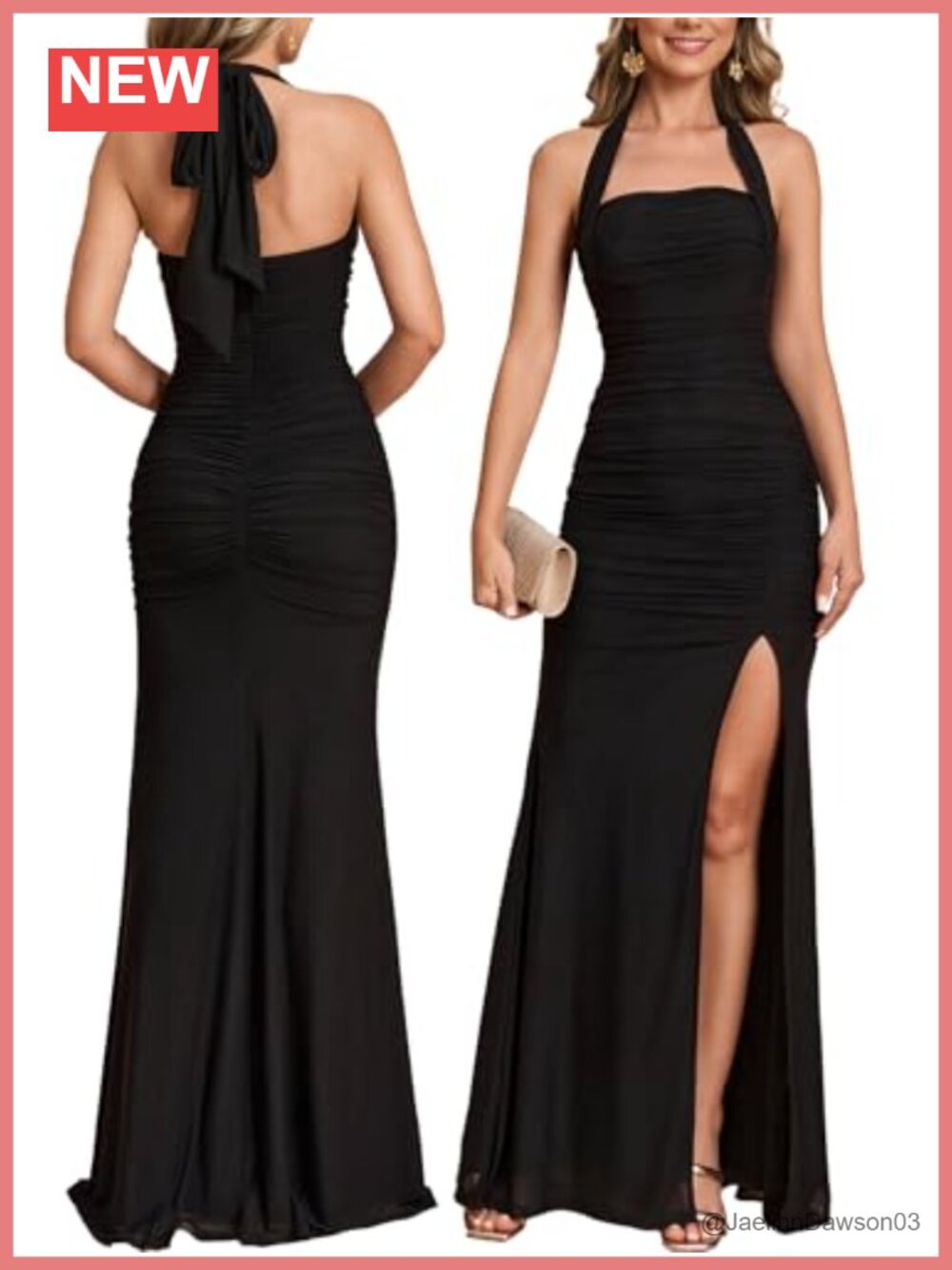 Women Halter Tie High Slit Mesh Maxi Dress Wedding Guest Formal